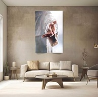 Quadro Decorativo Mão de Jesus Cristo 90x60cm - Canvas Premium com Moldura de Madeira Maciça - imagem 1
