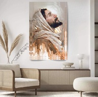 Quadro Decorativo Religioso Jesus Cristo 90x60cm Canvas em Madeira Maciça - Arte Sagrada para Sala - imagem 1