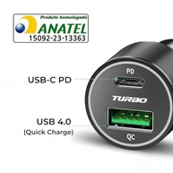 Carregador Veicular Turbo 9.1A 60W USB-C + USB 4.0 - Carregamento Ultrarrápido com LED - imagem 3