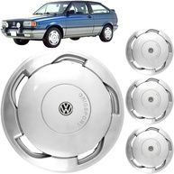 Jogo 4 Calotas Aro 14 VW Gol Voyage Saveiro G1 (87-97) Orbital Grid GR100AR com Adesivo Logo Resinado - imagem 1