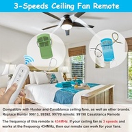 Controle Remoto Hunter 99770 99392 99813 - 3 Velocidades + Dimmer de Luz - imagem 5