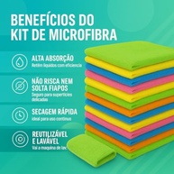 Kit 10 Panos de Microfibra Multiuso - Alta Absorção, Não Risca, Lavável - Ideal para Casa e Carro - imagem 3