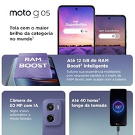Smartphone Motorola Moto G05: 128GB, 12GB RAM Boost, Câmera 50MP AI, Bateria 5200mAh, Tela 6.7" Superbrilho - Cinza - imagem 5