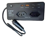 Inversor Automotivo 350W: 2 Tomadas, 3 USB e 1 Tipo-C 12V para 127V - Energia Portátil no Seu Carro! - imagem 1