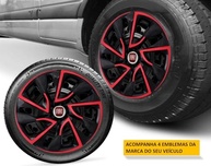 Jogo 4 Calotas Esportivas DS4 Preto/Vermelho Aro 13 - Fiat Palio (1996-2012) - imagem 4