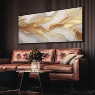 Quadro Decorativo Abstrato Dourado 130x70cm - Estilo Luxo para Sala, Quarto e Escritório - imagem 4