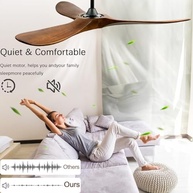Ventilador de Teto 132cm com Controle Remoto - Motor CC Silencioso, Lâminas de Madeira Maciça, Reversível - imagem 4