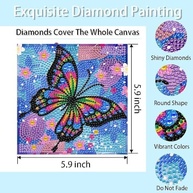 Kit de Arte de Diamante 5D 15x15cm - Borboleta | DIY para Iniciantes com Broca Redonda - imagem 4