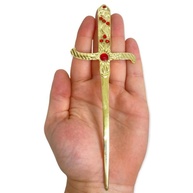 Adaga Cigana em Metal Dourado com Pedra Vermelha - 19 cm - Estilo Étnico e Místico - imagem 4