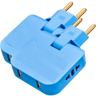 Kit 2 Adaptadores Tomada Benjamin Articulado com 2 USB + 2 Tomadas 10A 220V (Azul) - imagem 1
