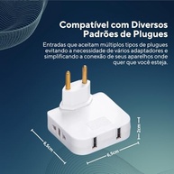 Adaptador Tomada Benjamin Articulado Bivolt 4 Saídas + 2 USB - Viagem e Casa - imagem 5