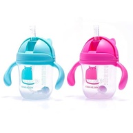Kit 2 Copos Bebê com Canudo Antivazamento e Alça - Azul/Rosa 220ml | Ideal para Refeições Divertidas e Seguras - imagem 2