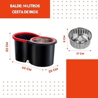 Mop Giratório com Cesto em Inox, 2 Refis de Microfibra e Dispenser para Sabão - NYBC - imagem 4