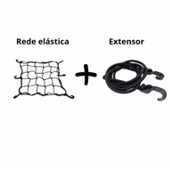 Rede Elástica para Bagagem de Moto com Extensor e Ganchos Mosquetão - Kit 2 Peças Preta - imagem 3
