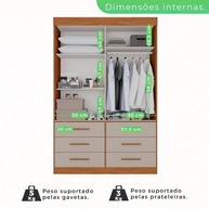 Guarda-Roupa Solteiro 2 Portas e 6 Gavetas Luana Sallêto Móveis – Organização e Estilo no Quarto - imagem 5