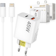 Carregador iPhone Super Turbo 45W: 2 Saídas USB-C/USB-A + Cabo Lightning Emborrachado Ultra Rápido (Certificado ANATEL) - imagem 1