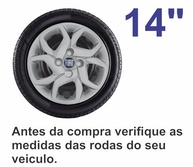 Jogo 4 Calotas Esportivas Prata Aro 14 Fiat Mobi 2017-2018 com Emblema Preto - imagem 4