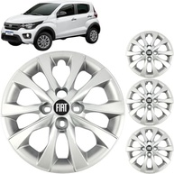 Jogo 4 Calotas Aro 14 Fiat Mobi 2017-2025 Grid Preto Resinado Logo Fiat - imagem 2