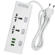 Régua de Energia Inteligente: 2 Tomadas Universais + 3 USB (1m, 2500W, Bivolt) - Branca - imagem 1