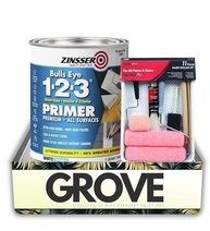 Zinsser Bulls-Eye 1-2-3 Tinta e Selador Acrílico Branco 1 Qt + Kit Rolo Linzer - Bloqueio de Manchas e Aplicação Suave - imagem 2