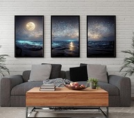 Kit 3 Quadros com Moldura - Paisagens Oceânicas e Céus Estrelados 40x60cm - imagem 4