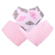 Babador Bandana para Bebê Kit com 3 Unidades - Estilo Nuvem Rosa para Meninas - imagem 1