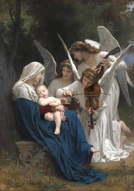 Tela Canvas Som dos Anjos de William Bouguereau - 30x43cm - Arte de Museu para Decoração Elegante - imagem 1