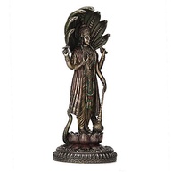 Estátua de Shesha Vishnu em Bronze Antigo - 32,5 cm | Decoração Hindu com Detalhes Pintados à Mão - imagem 4