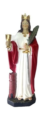 Estátua de Santa Bárbara - Escultura Sagrada em Resina 38cm | Decoração Religiosa Elegante - imagem 2