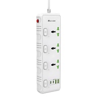 Filtro de Linha Premium: 3 Tomadas Universais + 4 USB, Controle Individual e Proteção | Branco - imagem 1