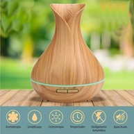 Difusor de Aroma Ultrassônico com Timer, LED Colorido e Controle Remoto - 400ml Design Madeira - imagem 3