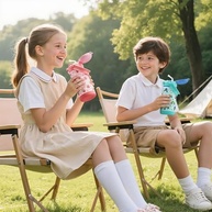 Garrafa Térmica Infantil Fimibuke 400ml - Canudo e Alça, Isolada, à Prova de Vazamento - imagem 3
