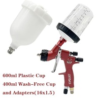 Kit Pistola HVLP 1,3/1,8mm com Copo 400ml e Adaptador - Pulverização Profissional para Tintas Automotivas e Acabamentos - imagem 3