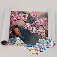 Kit de Pintura Terapêutica Pássaro nas Cerejeiras - 40x50cm - Relaxamento e Criatividade - imagem 3