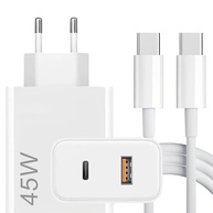 Carregador Turbo 45W Dupla Porta (USB-C PD + USB-A QC3) + Cabo Tipo C 1m | Compatível Samsung, iPhone 15, Motorola, Notebooks - imagem 2