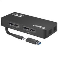 Expanda sua Produtividade: Adaptador Plugable 4K DisplayPort/HDMI para 2 Monitores via USB 3.0/C (Windows/ChromeOS) - imagem 1