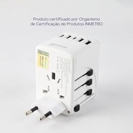 Carregador Universal Geonav 5 Portas (USB-C) com Adaptadores de Viagem - Branco - imagem 3