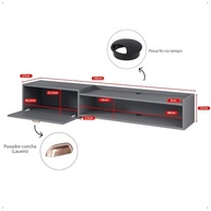 Rack Bancada Parede Home Supremo para TV 55" com Nicho e Porta Concha - Design Moderno Cinza - imagem 4