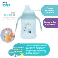 Copo Star Brilha no Escuro com Bico de Silicone 6+ Meses 250ml Lolly Azul - Segurança e Diversão para Bebês - imagem 4
