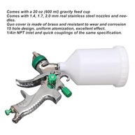 HVLP Spray Gun Profissional - Conjunto com Copo de 600ml, 3 Bicos de Aço Inoxidável e Alimentação por Gravidade - imagem 3