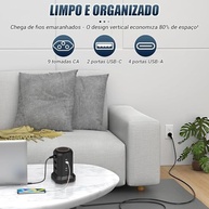 Torre de Tomada Inteligente: 9 Tomadas, 4 USB-A, 2 USB-C - Energia Segura e Organizada - imagem 3