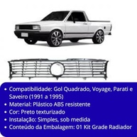 Grade Radiador Gol Quadrado 91-96 Preta - Encaixe Perfeito - imagem 3