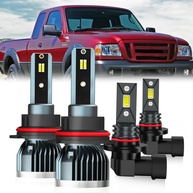Kit 4 Lâmpadas LED Ford Ranger 2001-2011: Farol Alto/Baixo 9007 + Neblina 9145 - Super Brilho 6500K - imagem 1