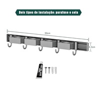 Suporte para Vassoura e Rodo de Parede em Alumínio - 50cm | Organizador à Prova d'Água e Ferrugem Tofaney - imagem 3