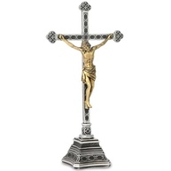 Crucifixo em Pé 20cm - Decoração Religiosa Pintado à Mão para Mesa e Altar Católico - imagem 4