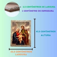 Quadro Decorativo Religioso Sagrada Família de Nazaré Dourado A3 - imagem 3