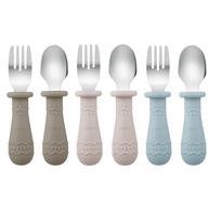 Conjunto de Utensílios para Bebês PandaEar - 6 Peças em Silicone e Aço Inoxidável - imagem 1