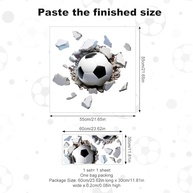 Adesivo de Parede de Futebol 3D Impermeável 55x54cm - Decalque Moderno Autoadesivo para Quarto e Sala de Jogos - imagem 3
