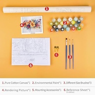 TUMOVO Pintura por Números para Adultos - Kit DIY com Tela 40,6x50,8cm, Flores Coloridas e Pincéis Profissionais - imagem 4