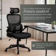 Cadeira de Escritório Ergonômica com Apoio Lombar e Encosto Ajustável - Malha Respirável e Design Moderno - imagem 3